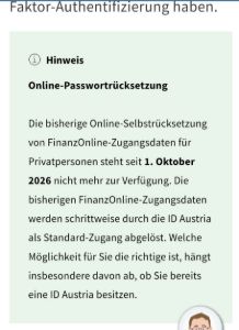 aktuálně k Finanzonline přístupu